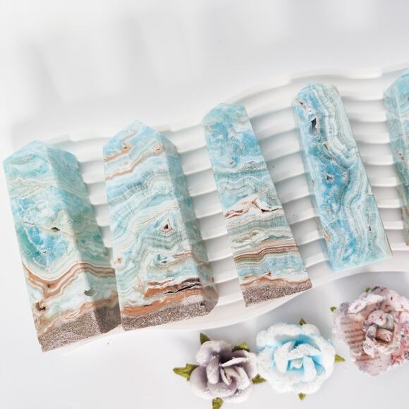 Blue Aragonite Tower Point Communication Crystal - Picture 5 of 8